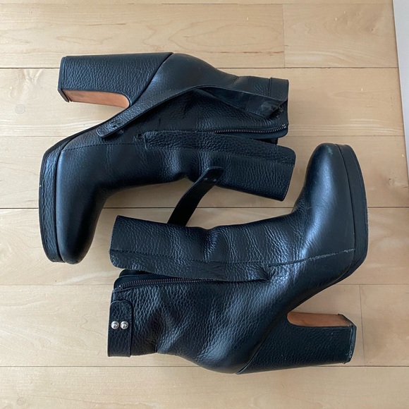 🗽 Rachel Comey Black Leather Platform Ankle Boots - Picture 2 of 6